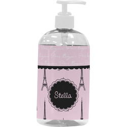 Paris & Eiffel Tower Plastic Soap / Lotion Dispenser (16 oz - Large - White) (Personalized)
