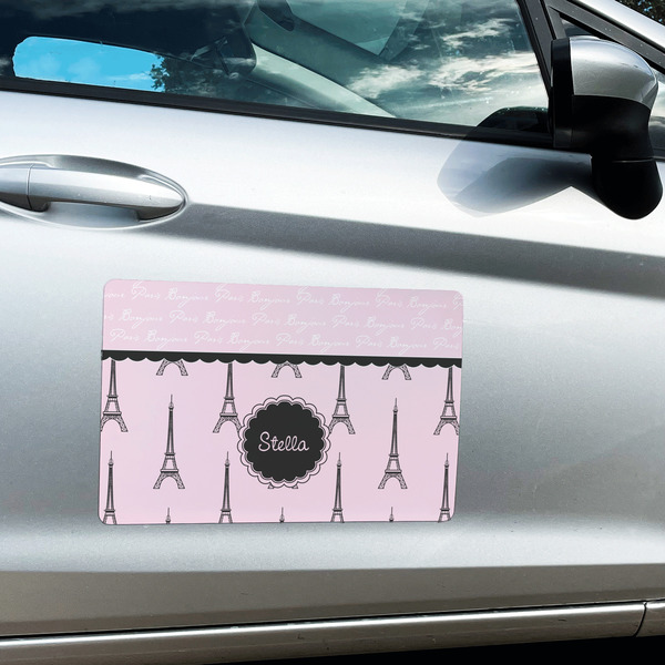 Paris & Eiffel Tower Large Rectangle Car Magnets- In Context