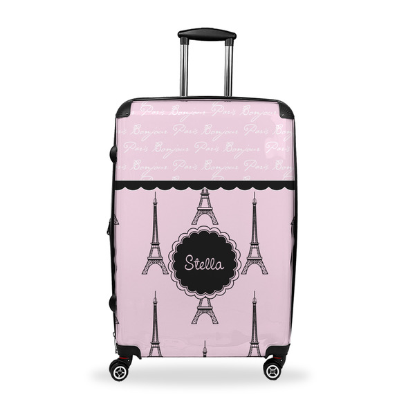 Custom Paris & Eiffel Tower Suitcase - 28" Large - Checked w/ Name or Text