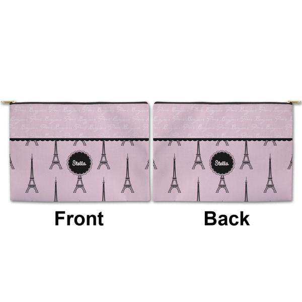 Paris & Eiffel Tower Large Zipper Pouch Approval (Front and Back)