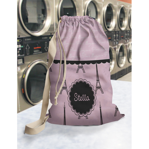 Paris & Eiffel Tower Laundry Bag in Laundromat