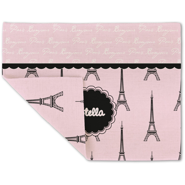 Custom Paris & Eiffel Tower Double-Sided Linen Placemat - Single w/ Name or Text