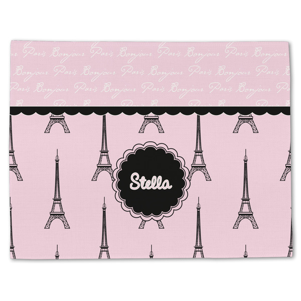 Custom Paris & Eiffel Tower Single-Sided Linen Placemat - Single w/ Name or Text