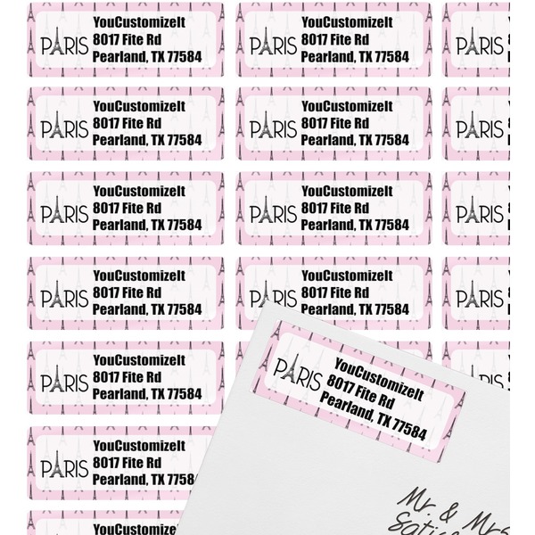 Paris & Eiffel Tower Mailing Label on Envelope - Multiple Labels