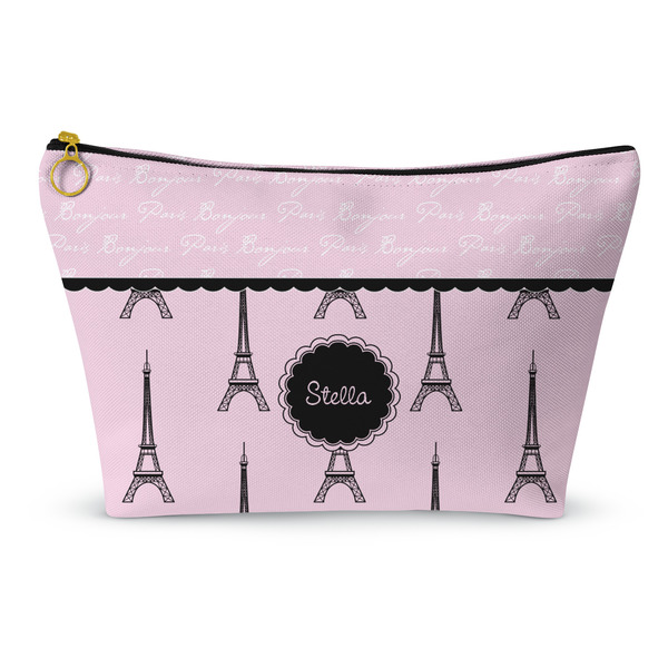 Custom Paris & Eiffel Tower Makeup Bag - Large - 12.5"x7" (Personalized)