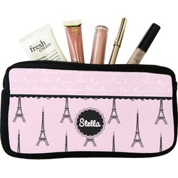 Paris & Eiffel Tower Makeup / Cosmetic Bag - Small (Personalized)