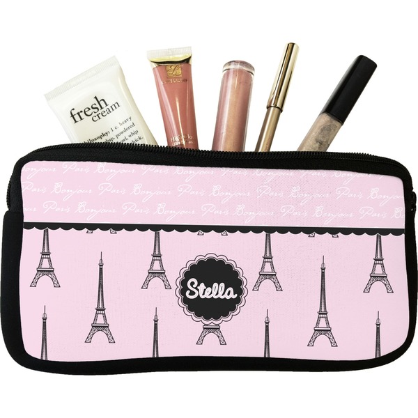 Custom Paris & Eiffel Tower Makeup / Cosmetic Bag - Small (Personalized)