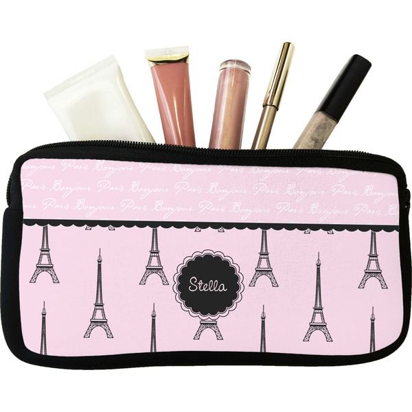 Custom Paris & Eiffel Tower Makeup / Cosmetic Bag (Personalized)