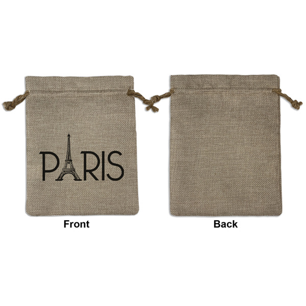 Paris & Eiffel Tower Medium Burlap Gift Bag - Front Approval