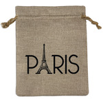 Paris & Eiffel Tower Medium Burlap Gift Bag - Front