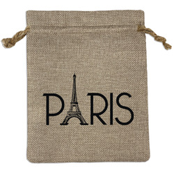 Paris & Eiffel Tower Medium Burlap Gift Bag - Front