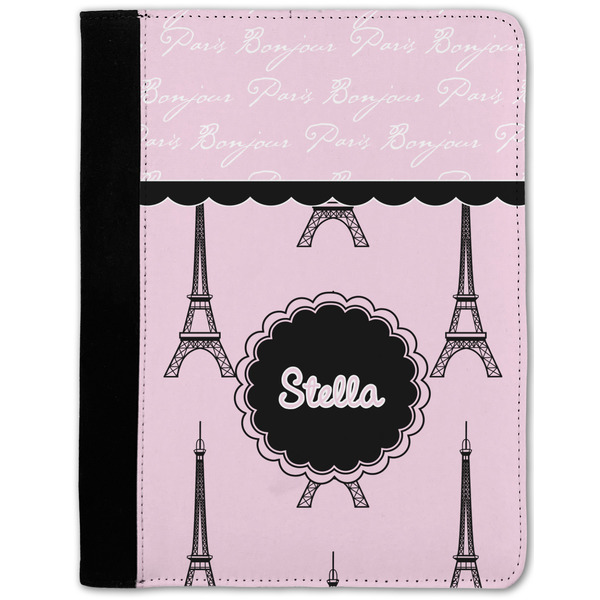 Custom Paris & Eiffel Tower Notebook Padfolio - Medium w/ Name or Text