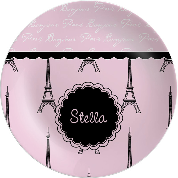 Custom Paris & Eiffel Tower Melamine Plate (Personalized)