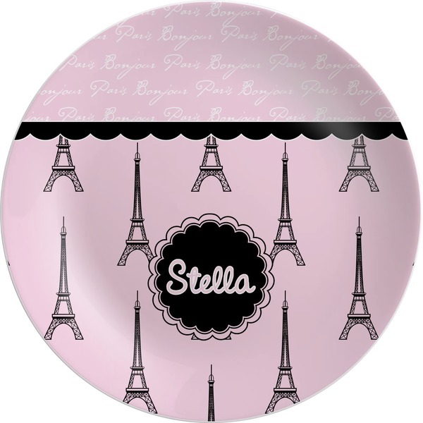 Custom Paris & Eiffel Tower Melamine Plate (Personalized)