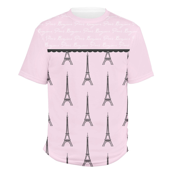 Custom Paris & Eiffel Tower Men's Crew T-Shirt - X Large