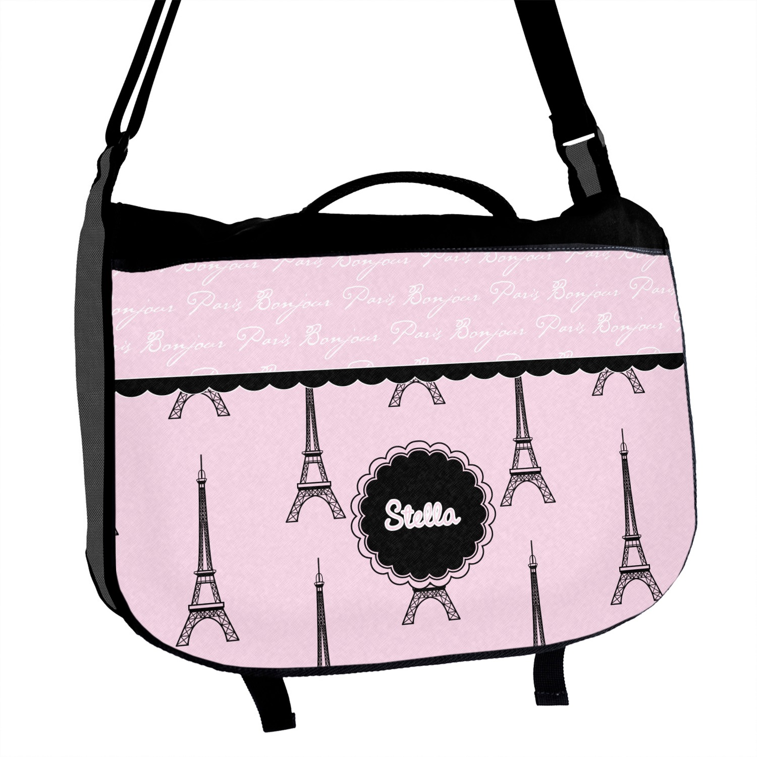 Paris & Eiffel Tower Messenger Bag (Personalized) - YouCustomizeIt