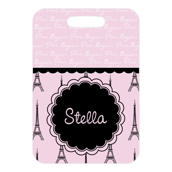 Paris & Eiffel Tower Metal Luggage Tag - Front Without Strap