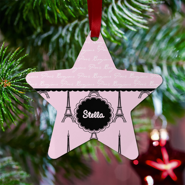 Paris & Eiffel Tower Metal Star Ornament - Lifestyle