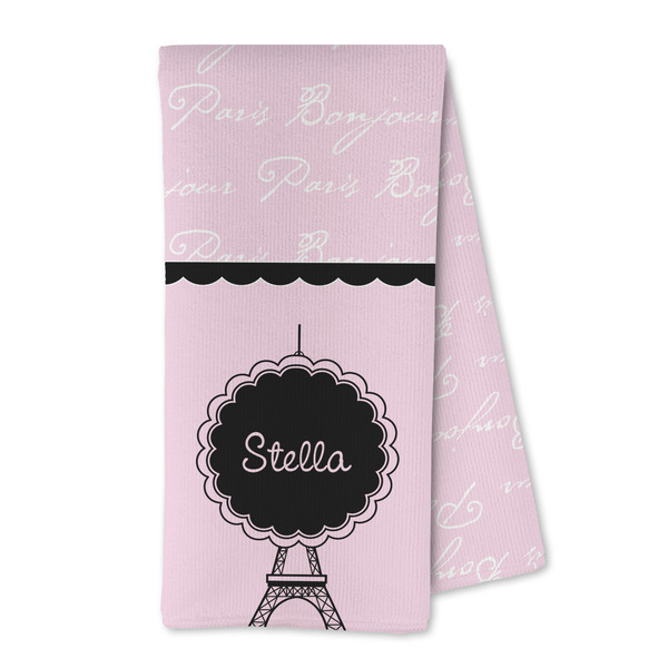 Custom Paris & Eiffel Tower Kitchen Towel - Microfiber (Personalized)