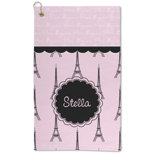 Custom Paris & Eiffel Tower Microfiber Golf Towel - Large (Personalized)