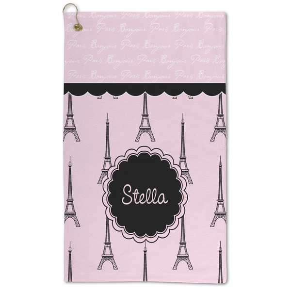 Custom Paris & Eiffel Tower Microfiber Golf Towel - Large (Personalized)