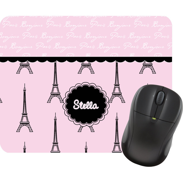 Custom Paris & Eiffel Tower Rectangular Mouse Pad (Personalized)
