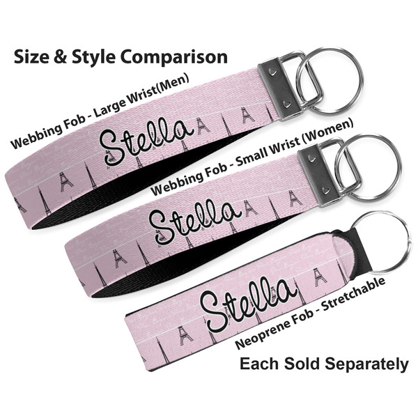 Paris & Eiffel Tower Multiple Key Ring comparison sizes