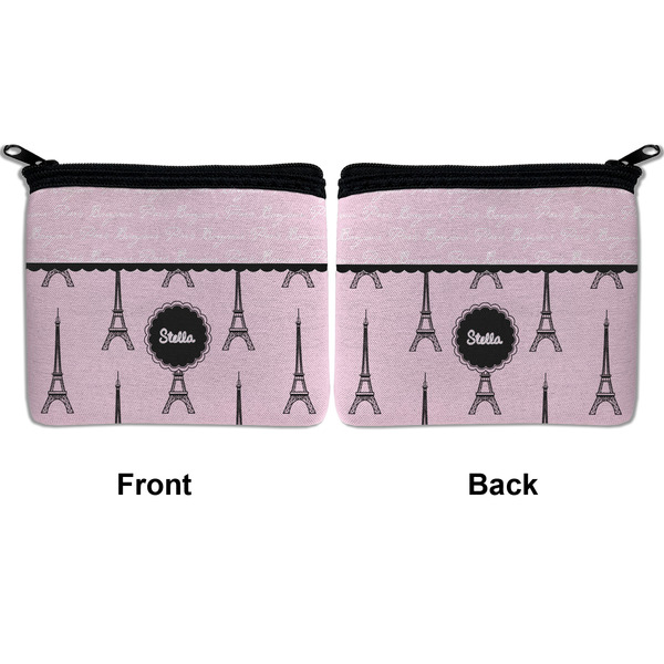 Paris & Eiffel Tower Neoprene Coin Purse - Front & Back (APPROVAL)