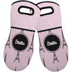 Paris & Eiffel Tower Neoprene Oven Mitts - Set of 2 w/ Name or Text