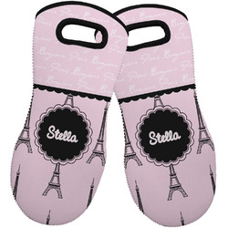 Paris & Eiffel Tower Neoprene Oven Mitts - Set of 2 w/ Name or Text