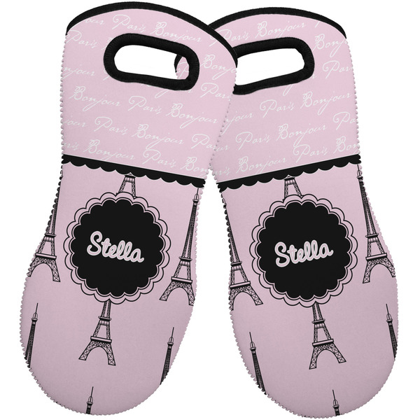 Paris & Eiffel Tower Neoprene Oven Mitt -Set of 2 - Front