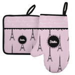 Paris & Eiffel Tower Left Oven Mitt & Pot Holder Set w/ Name or Text
