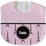 Paris & Eiffel Tower Velour Baby Bib w/ Name or Text
