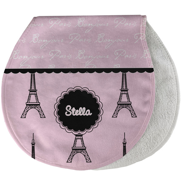 Custom Paris & Eiffel Tower Burp Pad - Velour w/ Name or Text