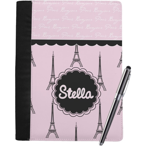 Custom Paris & Eiffel Tower Notebook Padfolio - Large w/ Name or Text