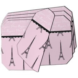 Paris & Eiffel Tower Dining Table Mat - Octagon - Set of 4 (Double-SIded) w/ Name or Text