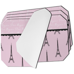 Paris & Eiffel Tower Dining Table Mat - Octagon - Set of 4 (Single-Sided) w/ Name or Text
