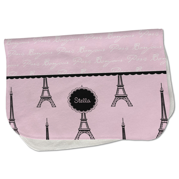 Custom Paris & Eiffel Tower Burp Cloth - Fleece w/ Name or Text