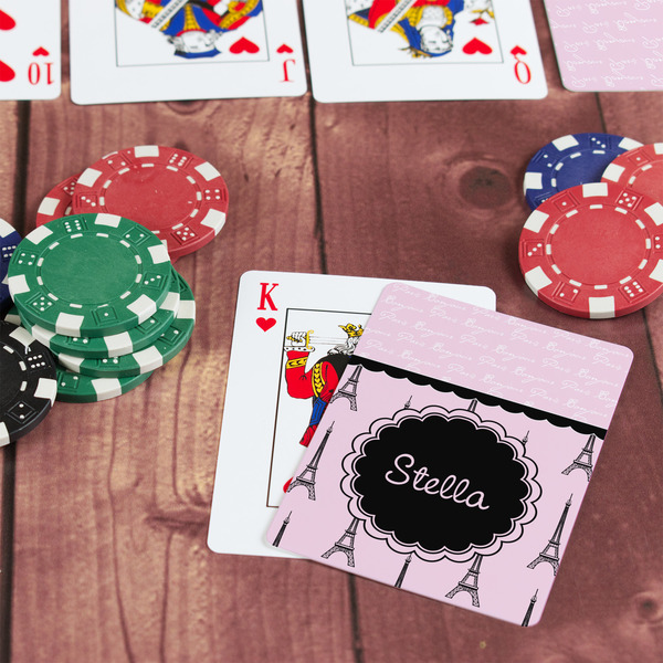 Paris & Eiffel Tower On Table with Poker Chips