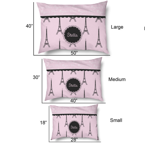Paris & Eiffel Tower Outdoor Dog Beds - SIZE CHART