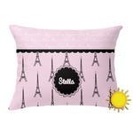 Paris & Eiffel Tower Outdoor Throw Pillow (Rectangular) (Personalized)