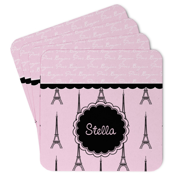 Custom Paris & Eiffel Tower Paper Coasters w/ Name or Text