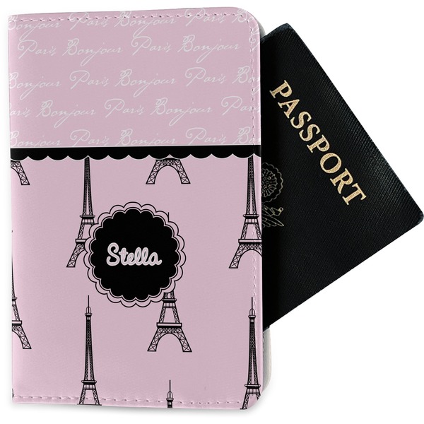 Custom Paris & Eiffel Tower Passport Holder - Fabric (Personalized)