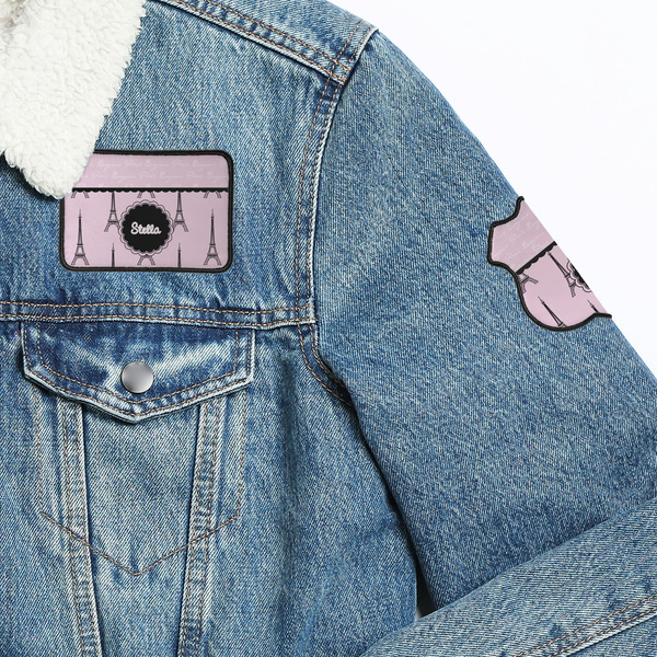Paris & Eiffel Tower Patches Lifestyle Jean Jacket Detail