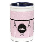 Paris & Eiffel Tower Ceramic Pencil Holders - Blue