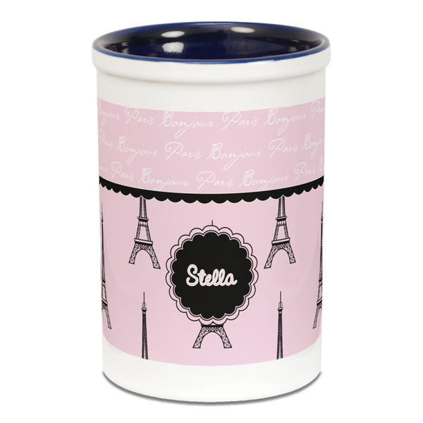 Paris & Eiffel Tower Pencil Holder - Blue