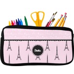Paris & Eiffel Tower Neoprene Pencil Case - Small w/ Name or Text