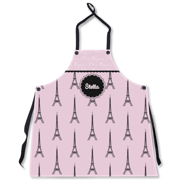 Custom Paris & Eiffel Tower Apron Without Pockets w/ Name or Text