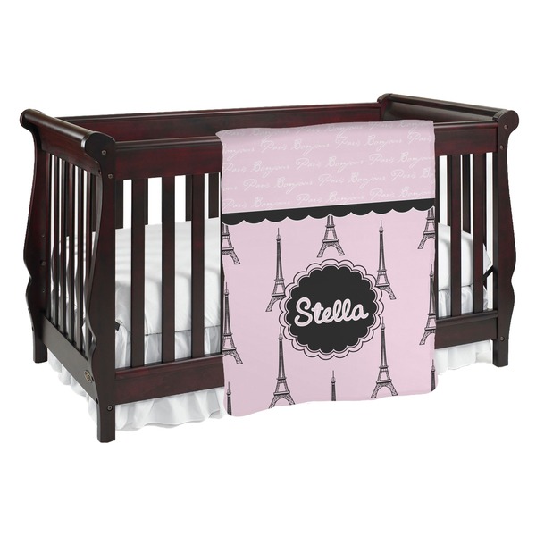 Custom Paris & Eiffel Tower Baby Blanket (Personalized)