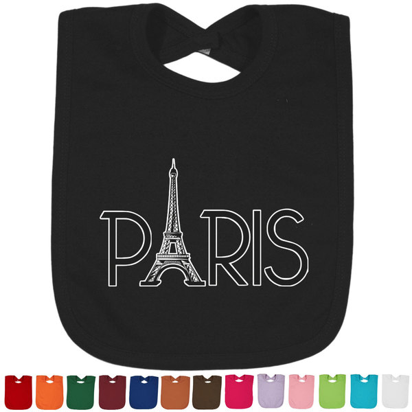 Custom Paris & Eiffel Tower Cotton Baby Bib
